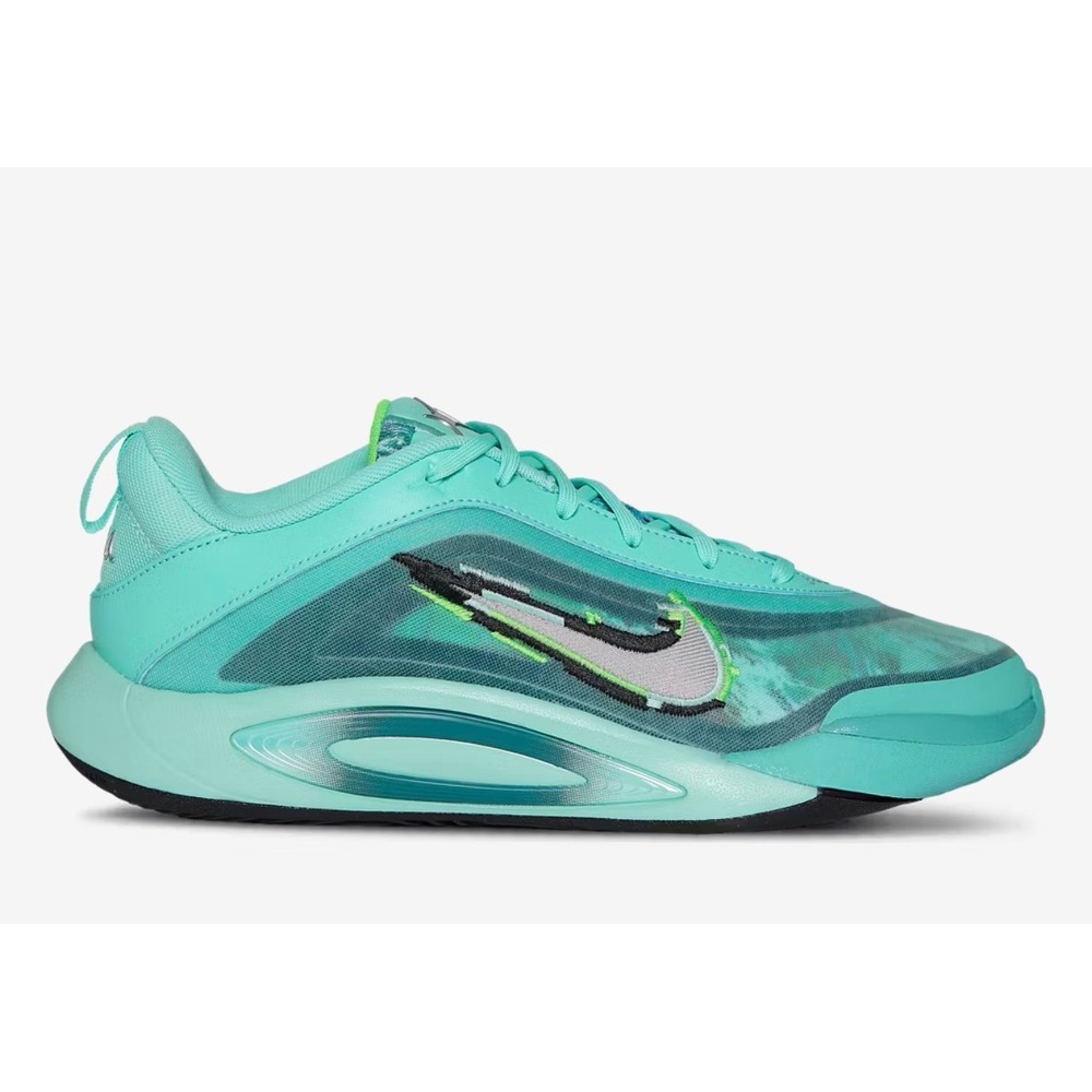 Nike A'One KC Boys Grade School Basketball Shoes Washed Teal Turquoise Silver 4